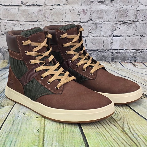 Timberland Davis Square Men's Boots Size 11 M Brown Nubuck Leather High Top
